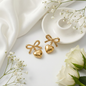 BOW HEART EARRING ( Anti tarnish )