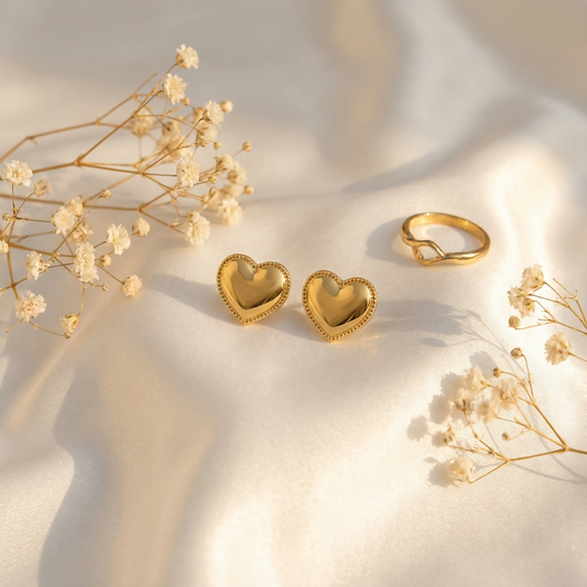 DOT HEART EARSTUD ( Anti tarnish )