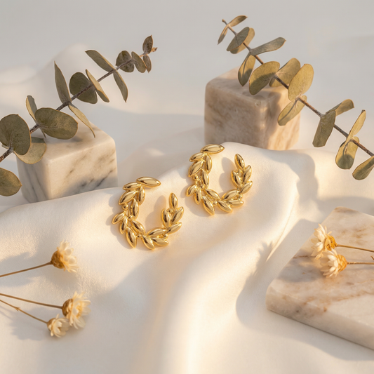 LEAF EARSTUD ( Anti tarnish )