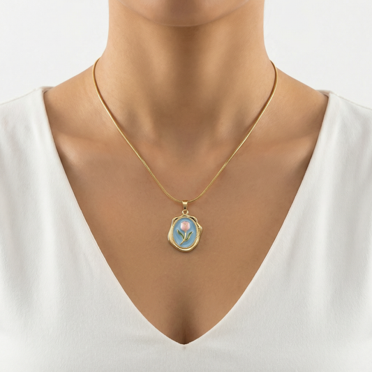 BLUE TULIP NECKCHAIN ( Anti tarnish )