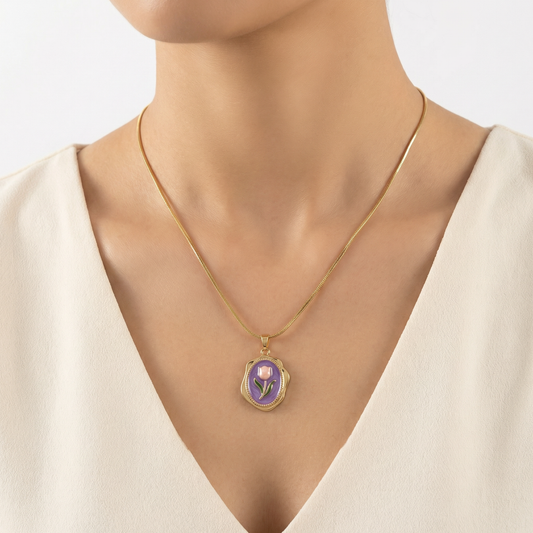 PURPLE TULIP NECKCHAIN ( Anti tarnish )