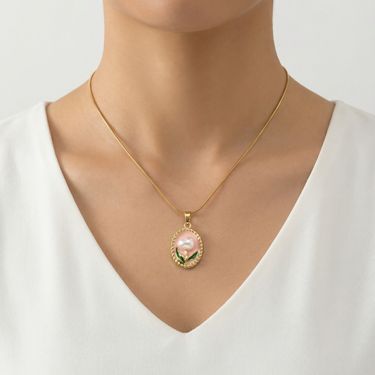 PEACH VINTAGE NECKCHAIN ( Anti tarnish )